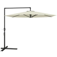 Outsunny 9.5FT Offset Patio Umbrella with Crank, Cross Base, Round Hanging Cantilever Umbrella for Pool, Backyard, Deck, Garden(m-11)