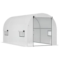 Outsunny 9.6' x 6.5' x 6.2' Walk-In Greenhouse w/ 2 Doors & Windows, White(m-1)
