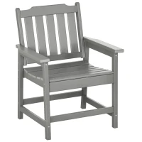 Outsunny All-Weather Patio Chair, HDPE Patio Dining Chair, Heavy Duty Wood-Like Outdoor Furniture for Garden, Backyard, Deck, Porch, Lawn, Gray(m-1)