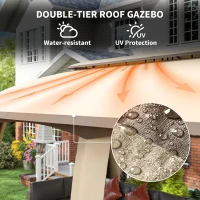 Outsunny 10' x 20' Patio Gazebo, Outdoor Gazebo Canopy Shelter with Netting, Vented Roof for Garden Beige(m-4)
