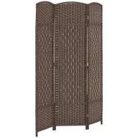 HOMCOM Folding Room Divider Screen 3 Panel 6' Tall Privacy Screen Freestanding Wood Partition for Home Office, Brown(m-11)