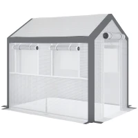 Outsunny Outdoor Walk-In Tunnel Greenhouse with Roll-up Windows, Zippered Mesh Door, & Weather Cover,  8' x 6' x 7.4'(m-1)