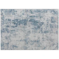 HOMCOM Area Rug 4x6, Machine Washable Rug, Non-Slip Modern Abstract Floor Carpet for Living Room, Bedroom, Dining Room, Blue(m-1)