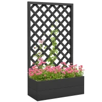 Outsunny Trellis Planter Box for Climbing Plants, Raised Garden Bed w/ Trellis Lattice for Outdoor Garden, Backyard, Black(m-11)