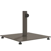 Outsunny Square Patio Umbrella Base, 29 lbs Metal Umbrella Stand Base with Adjustable Foot Pads, Heavy Duty Patio Umbrella Holder for 1.5"/1.9" Umbrella Poles for Outdoor, Lawn, Poolside, Brown(m-11)