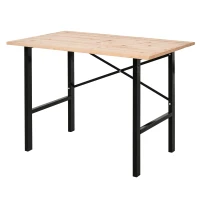 HOMCOM 46" Workbench Table Fir Wood Top, Heavy-Duty Steel X-Shape Bracket Work Table High Stability Workstation, Easy Assembly for Garage Kitchen Office(m-2)