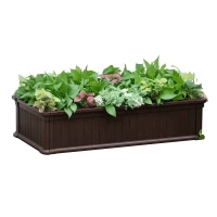 Outsunny 49'' x 24'' x 12'' Plastic Raised Garden Bed Cultivation Bed Planter Box for Flower, Herbs, Veggies for Garden, Backyard, Patio, Brown(m-2)