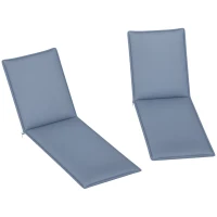 Outsunny Foldable Chaise Lounge Cushion Set of 2, Outdoor Lounge Chair Cushion Set, UPF50+ 200gsm Fabric, 76" x 23", Blue(m-11)