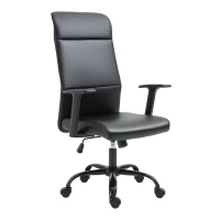 Vinsetto Office Chair High Back Height Adjustable Rolling Swivel Chair with Rocking Function Faux Leather Computer Desk , Black(m-2)