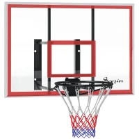 Soozier Wall Mounted Basketball Hoop with 43'' x 30'' Shatter Proof Backboard, for Indoor and Outdoor, White(m-11)