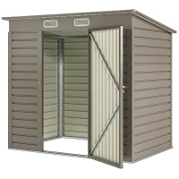 Outsunny 6 x 4FT Galvanized Garden Storage Shed, Metal Outdoor Shed with Double Doors and 2 Vents, Light Grey(m-2)