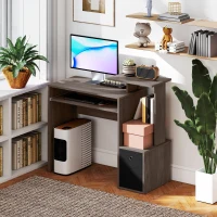 HOMCOM Computer Desk with Sliding Keyboard Tray Storage Drawer Shelf Home Office Workstation Grey(m-8)