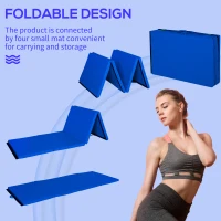 Soozier 4'x10'x2'' Folding Gymnastics Tumbling Mat, Exercise Mat  with Carrying Handles for Yoga, MMA, Martial Arts, Stretching, Core Workouts, Dark Blue(m-7)