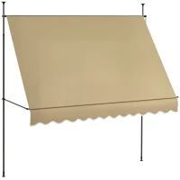 Outsunny 10' x 4' Manual Retractable Awning, Non-Screw Patio Awning, UV Resistant, for Window or Door, Beige(m-11)