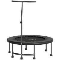 Soozier 39" Mini Exercise Trampoline w/ Adjustable T-Bar Indoor Fitness Rebounder Black(m-11)