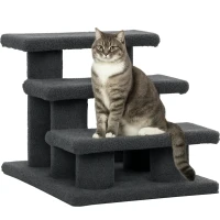 PawHut 3 Tier Pet Stairs Dog Cat Step Scratch Post Furniture,  Dark Grey(m-11)
