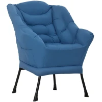 HOMCOM Modern Accent Chair, Armchair with Side Pockets and Solid Steel Legs, Comfy Reading Chair for Living Room, Bedroom, Blue(m-11)