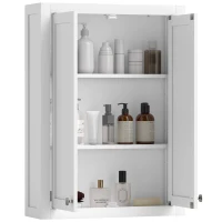 HOMCOM Bathroom Cabinet Wall Mounted, Modern Bathroom Wall Cabinet with 2 Doors and 2 Adjustable Shelves, White(m-11)