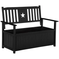 Outsunny Outdoor Storage Bench, 43 Gallon Deck Box with Armrests, Outdoor Storage Box for Patio Furniture Cushions and Garden Tools, Black(m-1)