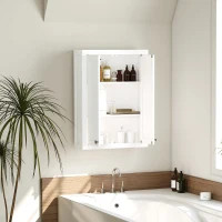 HOMCOM Bathroom Cabinet Wall Mounted, Modern Bathroom Wall Cabinet with 2 Doors and 2 Adjustable Shelves, White(m-8)