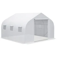 Outsunny 11.5' x 10' x 6.5' Walk-in Greenhouse, Tunnel Green House with Zippered Mesh Door and 6 Mesh Windows, Gardening Plant Hot House with Galvanized Steel Frame, White(m-1)