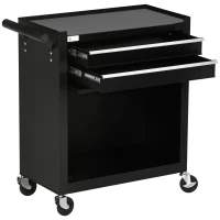 DURHAND 2-Drawer Rolling Tool Chest on Wheels, Metal Tool Cabinet for Warehouse, Workshop and Garage, Black(m-2)