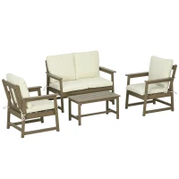 Outsunny Patio Furniture Set HDPE Material, 45" x 27.5" x 31.5", Cream White(m-11)