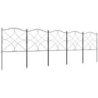 Outsunny 5 Pack Garden Fencing Linear Length 10 Feet Decorative Outdoor Fence Panels, Rustproof Metal Wire Border Edging Animal Barrier, 24 x 31-Inch per Piece, Black(m-2)
