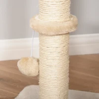 PawHut 39" H Cat Tree with Sisal Scratching Post, Condo, Plush Perch, Hanging Rope and Hanging Ball, Beige(m-10)