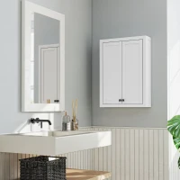 HOMCOM Bathroom Cabinet Wall Mounted, Modern Bathroom Wall Cabinet with 2 Doors and 2 Adjustable Shelves, White(m-8)