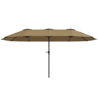 Outsunny 13 ft. Extra Large Patio Umbrella with Easy Crank Handle, Vents for Outdoor, Patio, UPF30+, Coffee(m-11)