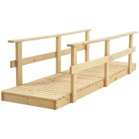 Outsunny 7' Garden Bridge Wooden Footbridge for Backyard Ponds, Creeks, Streams, Natural(m-11)