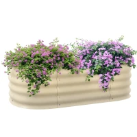 Outsunny 3.4' x 2' x 1' Galvanized Raised Garden Bed Kit, Metal Planter Box with Safety Edging, Cream(m-11)