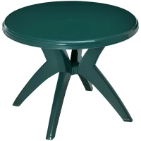 Outsunny 36.25" Dia Round Plastic Patio Table with Umbrella Hole, Outdoor Bistro Dining Table, for Bar, Garden, Backyard, Poolside, Yard, Green(m-1)