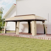 Outsunny 10' x 20' Patio Gazebo, Outdoor Gazebo Canopy Shelter with Netting, Vented Roof for Garden Beige(m-3)