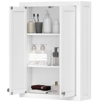 HOMCOM Bathroom Cabinet Wall Mounted, Modern Bathroom Wall Cabinet with 2 Doors and 2 Adjustable Shelves, White(m-2)