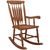Outsunny Porch Rocker Chair, 350 lbs. Wooden Outdoor Rocking Chair with High Back for Garden, Patio, Balcony, Teak(m-11)