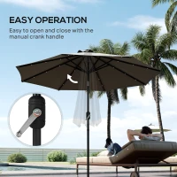 Outsunny 8.8 ft Solar Powered Outdoor Patio Umbrella Round Market Table Umbrella with Adjustable LED Lights Tilt Crank Dark Grey(m-7)