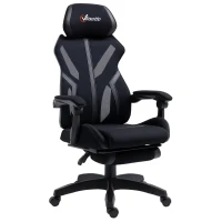 Vinsetto Gaming Chair, Ergonomic Computer Chair with Footrest, Headrest, Recliner Swivel Seat with Adjustable Height, Black(m-11)