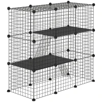 PawHut 31 Panels Small Animal Cage, Pet Playpen w/ Doors, Chinchilla Cage w/ Ramps, for Cat, Rabbits, Indoor Use(m-2)