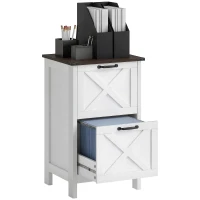 HOMCOM Vertical Filing Cabinet with 2 Drawers, Rustic Farmhouse Office Storage Cabinet for A4, Letter Size, Distressed White(m-11)