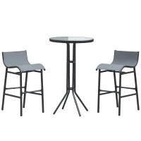 Outsunny 3 Piece Bar Height Outdoor Bistro Set for 2, Charcoal Gray(m-11)