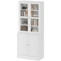 HOMCOM Bookcase Storage Cabinet with Doors, Modern Tall Bookshelf with 2 Adjustable Shelves, Display Unit for Study, Living Room, Home Office, White(m-11)