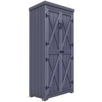 Outsunny Outdoor Storage Cabinet Garden Shed with Waterproof Galvanized Metal Roof and Lockable Door, Gray(m-11)