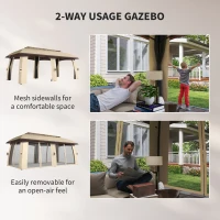 Outsunny 10' x 20' Patio Gazebo, Outdoor Gazebo Canopy Shelter with Netting, Vented Roof for Garden Beige(m-5)