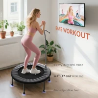 Soozier 39" Mini Exercise Trampoline w/ Adjustable T-Bar Indoor Fitness Rebounder Black(m-6)