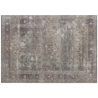 HOMCOM Machine Washable Area Rug 8x10, Non-Slip Traditional Floor Cover Foldable Carpet for Living Room, Dark Mixed-Brown(m-1)