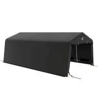 Outsunny Carport 12' x 20' Portable Garage, Heavy Duty Car Port Canopy with Ventilation Windows and Large Roll-up Door, Black(m-11)