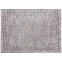 HOMCOM Machine Washable Area Rug 5x7, Non-Slip Traditional Flower Print Floor Carpet for Living Room, Bedroom, Grey and Brown(m-1)
