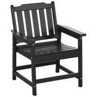 Outsunny All-Weather Patio Chair, HDPE Patio Dining Chair, Heavy Duty Wood-Like Outdoor Furniture for Garden, Backyard, Deck, Porch, Lawn, Black(m-1)
